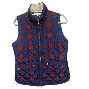 Telluride Clothing Co. Puffer Vest Women M Quilted Full Zip Pockets Plaid‎ EUC